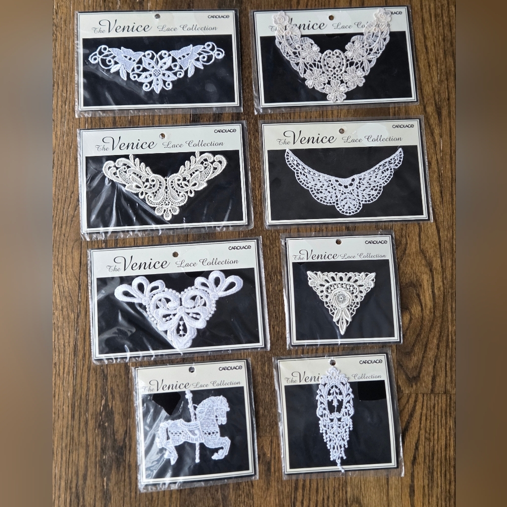 Venice Lace Appliqué Lot White Floral Victorian Motif Bridal Sewing Craft Bundle